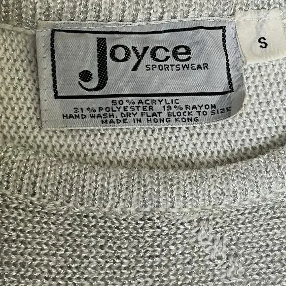 Joyce Sportswear Sweater Size Small Silver Metallic Lightweight Knit Sparkle Vtg - Picture 4 of 5